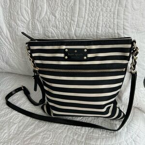 Kate Spade Black and Cream Striped Crossbody Bag